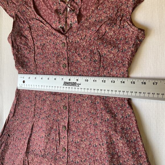 American Eagle Outfitters Women Dress M Mauve Floral Fit & Flare Cottagecore - Picture 6 of 11
